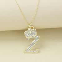 Creative Alloy Rhinestone Crown Letter Necklace Sweater Chain Wholesale sku image 26
