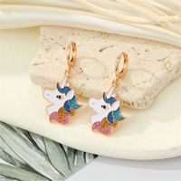 European Jewelry Cute Colorful Glitter Unicorn Necklace Earrings Women main image 3