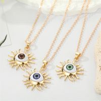 Exaggerated Metal Edging Three-dimensional Sun Eye Pendant Collarbone Chain main image 1