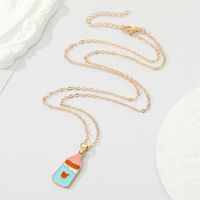 Korean Creative Personality Alloy Dripping Oil French Fries Pizza Food Pendant Necklace main image 3
