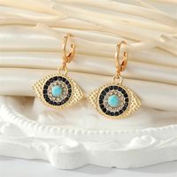 Ethnic Point Rhinestone Sun Retro Devil's Eye Pendant Earring main image 4