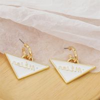 Retro Trend Metal Letter Triangle Dripping Geometric Circle Earrings main image 3