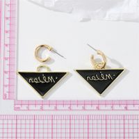 Retro Trend Metal Letter Triangle Dripping Geometric Circle Earrings main image 5