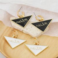 Retro Trend Metal Letter Triangle Dripping Geometric Circle Earrings main image 6