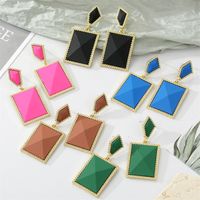 Retro Candy Color Geometric Resin Colorful Frosted Square Long Earrings main image 1