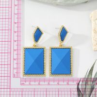 Retro Candy Color Geometric Resin Colorful Frosted Square Long Earrings main image 3