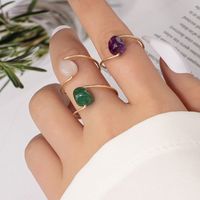 Beads Ring Female Niche Simple Retro Stone Ring Couple Ring main image 2