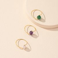 Beads Ring Female Niche Simple Retro Stone Ring Couple Ring main image 3