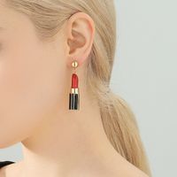 New Red Lipstick Alloy Earrings Wholesale main image 1