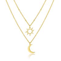 Fashion Simple Stainless Steel Sun Moon Multilayer Inlaid Zircon Necklace main image 6