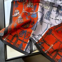 Red And White Printing Spring And Autumn Four Seasons Universal Decorative Scarf main image 2