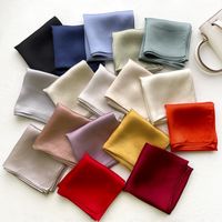 Spring And Autumn Thin Solid Color Curling Simple 53cm Square Scarf main image 5