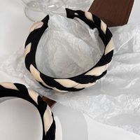 Fashion Black Apricot Contrast Color Braided Soft Hairband main image 1