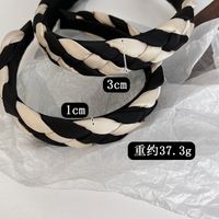 Fashion Black Apricot Contrast Color Braided Soft Hairband main image 4
