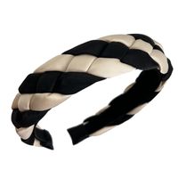 Fashion Black Apricot Contrast Color Braided Soft Hairband main image 6