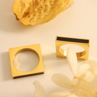 Geometric Acrylic Square Ring Stainless Steel Golden Ring main image 4