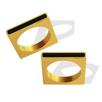 Geometric Acrylic Square Ring Stainless Steel Golden Ring main image 6