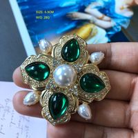 Fashion Emerald Gemstone Diamond Flower Crystal Brooch main image 3