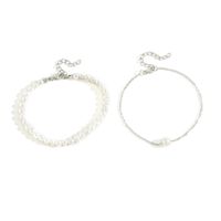 European And American Fashion Simple Double Layered Pearl Anklet Two-piece Set sku image 1