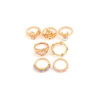 Fashion Personality Moon Diamond Love Drip Oil Ring Seven-piece Set sku image 1
