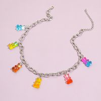Cute Color Bear Tassel Pendant Retro Necklace Collarbone Chain sku image 1