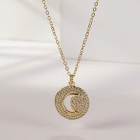 New Micro-encrusted Zircon Moon Necklace Female Fashion Copper Clavicle Chain sku image 1