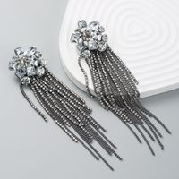 Personality Long Metal Claw Chain Tassel Trend Diamond Earrings sku image 5