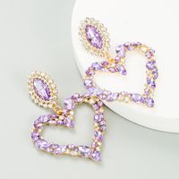 Love Love-shaped Alloy Inlaid Rhinestone Exaggerated Earrings sku image 2