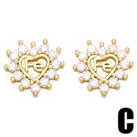 Mode Herzform Diamant Buchstabe Kupfer Ohrringe Großhandel sku image 3