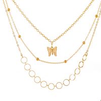 1 Piece Fashion Star Moon Butterfly Copper Plating Artificial Pearls Zircon Layered Necklaces sku image 22