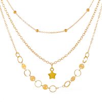 1 Piece Fashion Star Moon Butterfly Copper Plating Artificial Pearls Zircon Layered Necklaces sku image 25