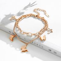 Mode Kreative Neue Doppels Chichtige Schmetterlings Persönlichkeit Titan Stahl Armband sku image 2