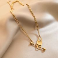 Fashion Creative Titanium Steel Necklace Exquisite Lock Pendant Clavicle Chain sku image 1