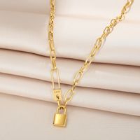 Fashion Lock-shaped Love English Letter Necklace Hip-hop Titanium Steel Sweater Chain sku image 1