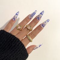 Geometric Drip Oil Frog Love Ring Alloy Checkerboard Ring Set sku image 1