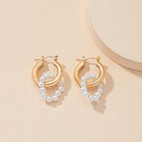 Boucles D&#39;oreilles De Personnalité Simple De Luxe Perle Géométrique Populaire sku image 1