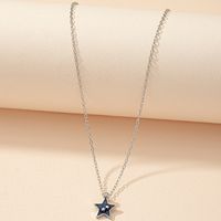 Korean Light Luxury Design Moon Star Retro Enamel Dripping Oil Pendant Necklace sku image 1