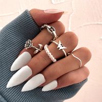 Creative Simple Temperament Women's Jewelry Butterfly Rose Ring 5-piece Set sku image 1