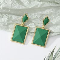 Retro Candy Color Geometric Resin Colorful Frosted Square Long Earrings sku image 3