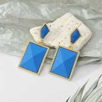 Retro Candy Color Geometric Resin Colorful Frosted Square Long Earrings sku image 4