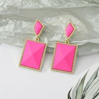 Retro Candy Color Geometric Resin Colorful Frosted Square Long Earrings sku image 5