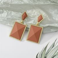 Retro Candy Color Geometric Resin Colorful Frosted Square Long Earrings sku image 2