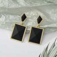 Retro Candy Color Geometric Resin Colorful Frosted Square Long Earrings sku image 1