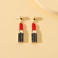 New Red Lipstick Alloy Earrings Wholesale sku image 1