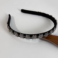 Korean Black Velvet Snowflake Full Diamond Hair Accessories Simple Headband sku image 1