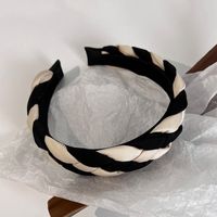 Fashion Black Apricot Contrast Color Braided Soft Hairband sku image 1