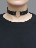 Fashion Model Catwalk Trend Heart Collar Leather Simple Necklace Choker sku image 1