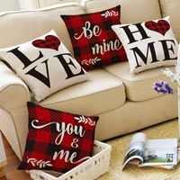 45*45cm 30*50cm Valentine's Day Linen Plaid Pillowcase Set Of 4 main image 1