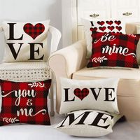 45*45cm 30*50cm Valentine's Day Linen Plaid Pillowcase Set Of 4 main image 3