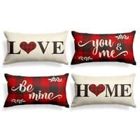 45*45cm 30*50cm Valentine's Day Linen Plaid Pillowcase Set Of 4 sku image 2